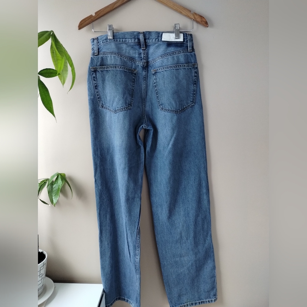 Re/Done Straight Leg Blue Jeans 24 - Picture 4 of 9
